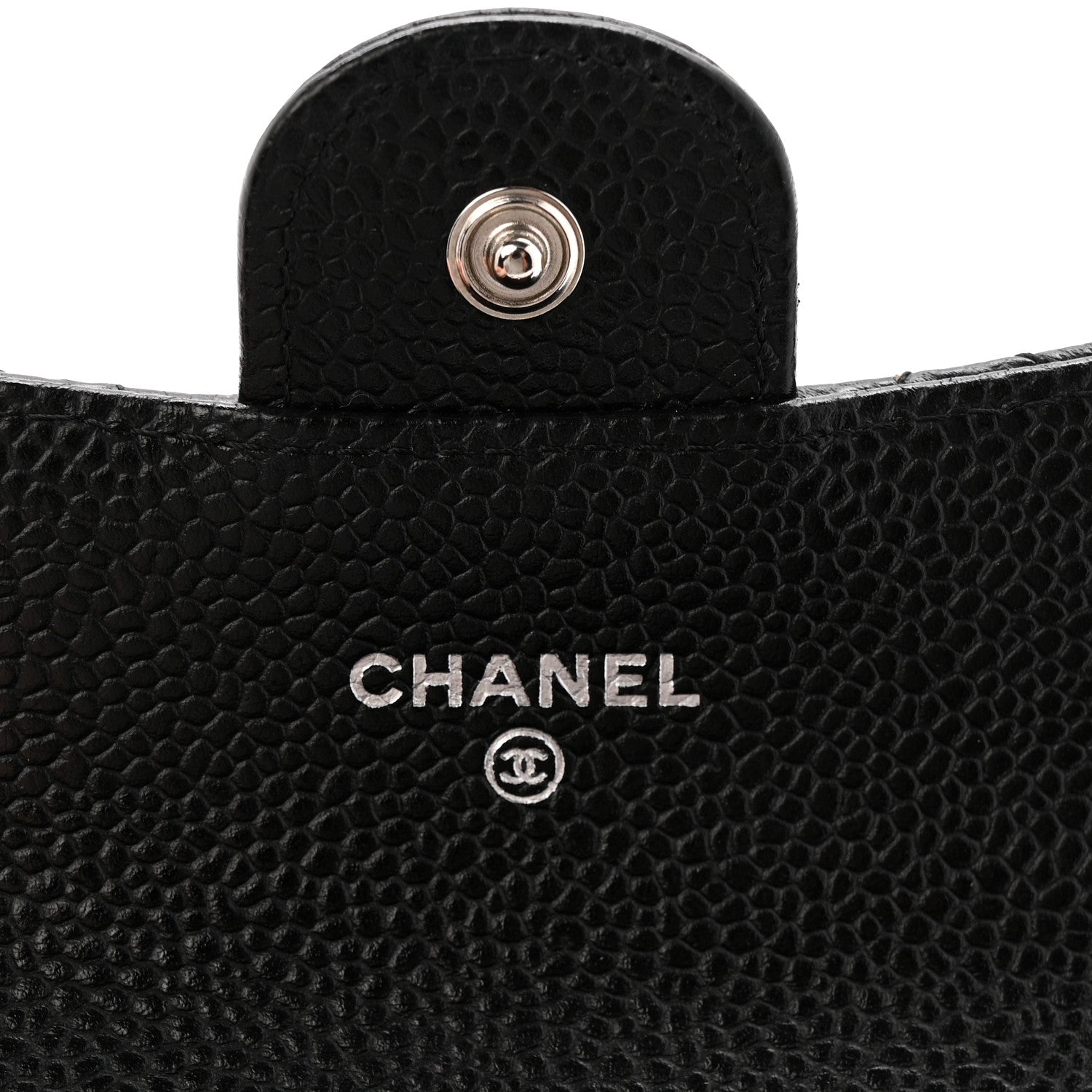 Caviar Quilted Flap  Holder Wallet Black