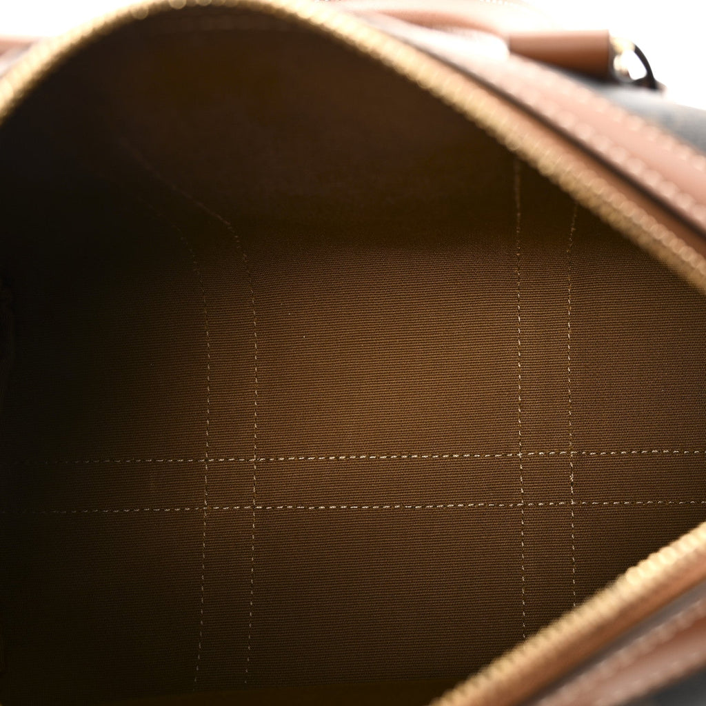 Triomphe Canvas Calfskin Medium Boston Bag Tan
