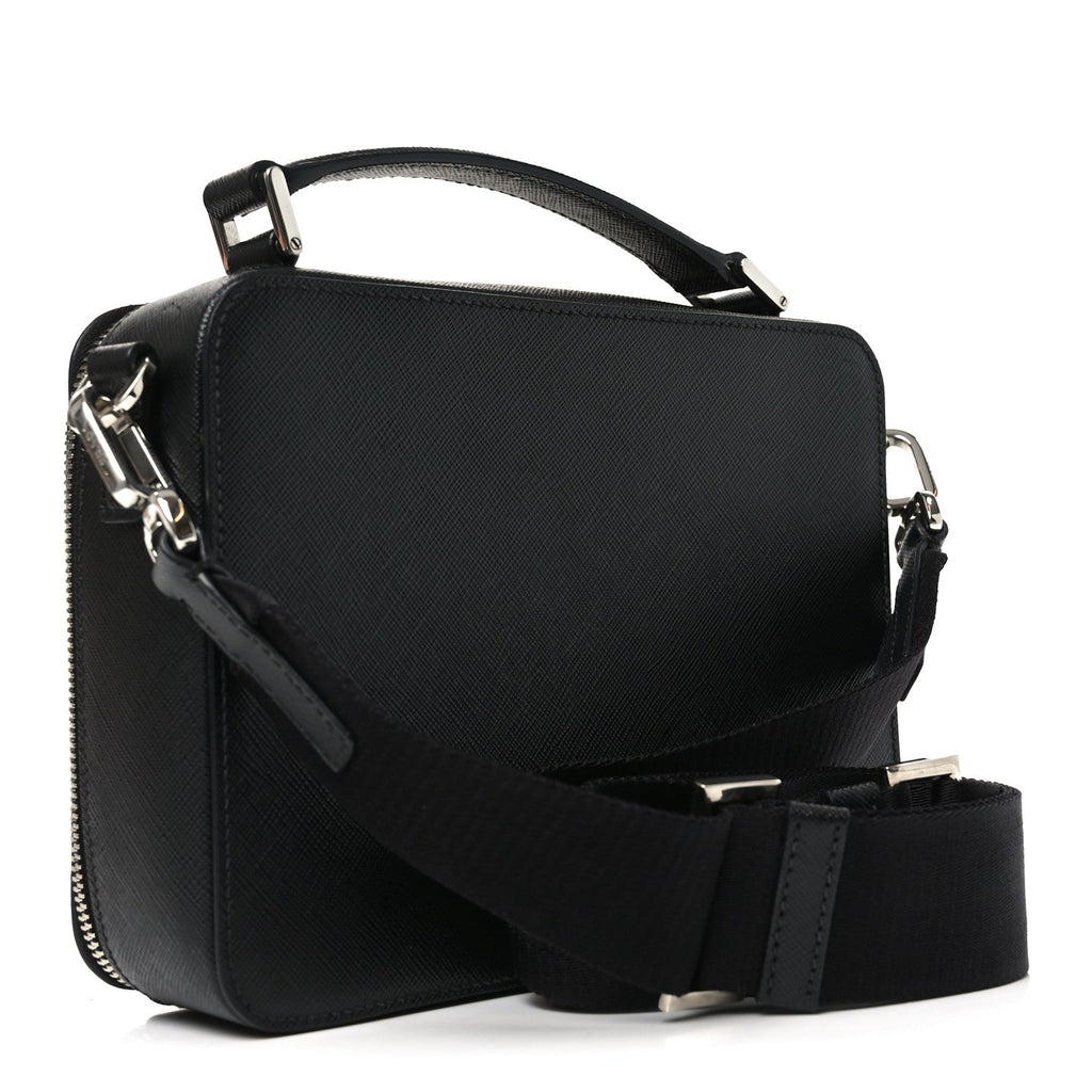 Saffiano Travel Medium Brique Crossbody Bag Black