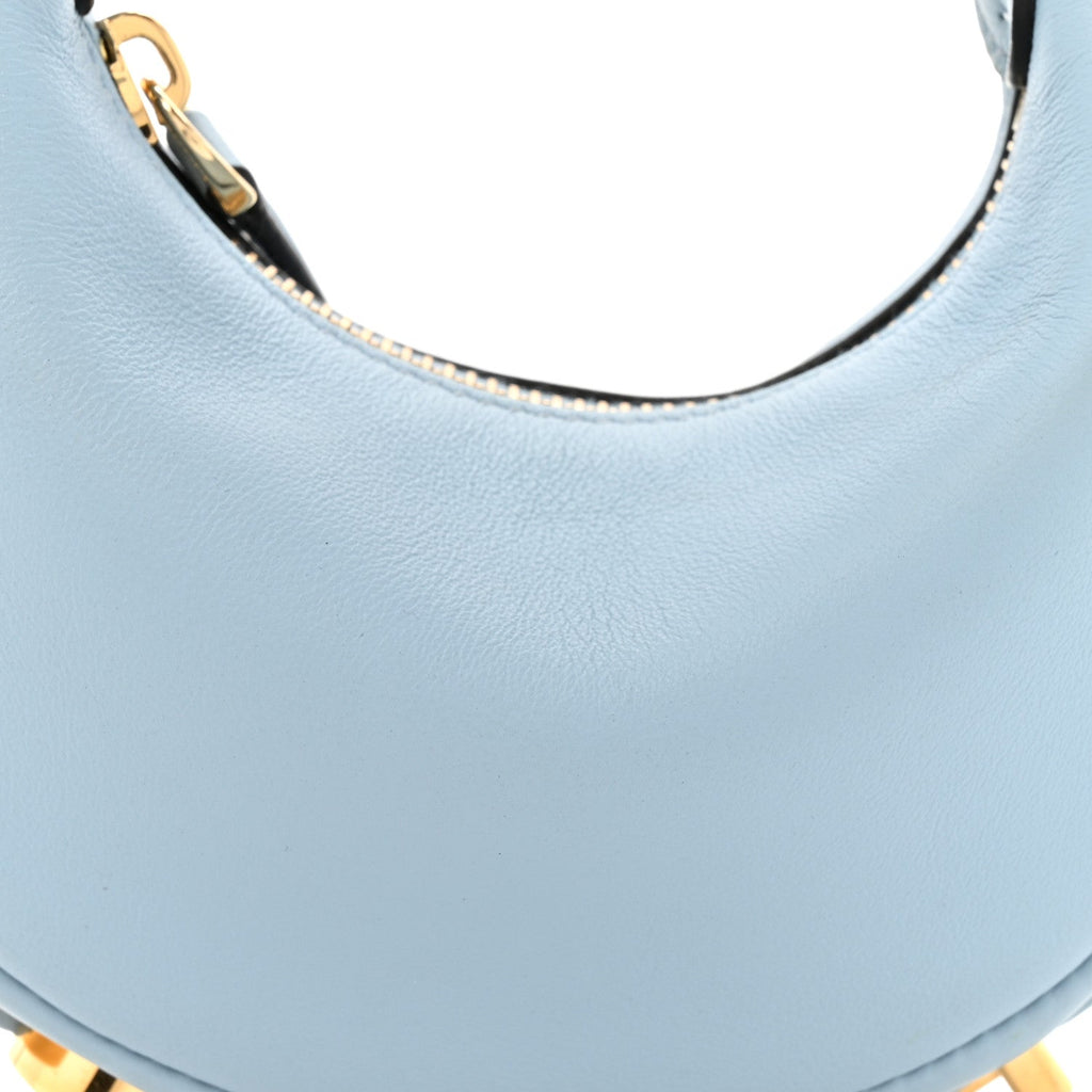 Vitello Grace Matte Nano Fendigraphy Hobo Charm Azzurro Baby