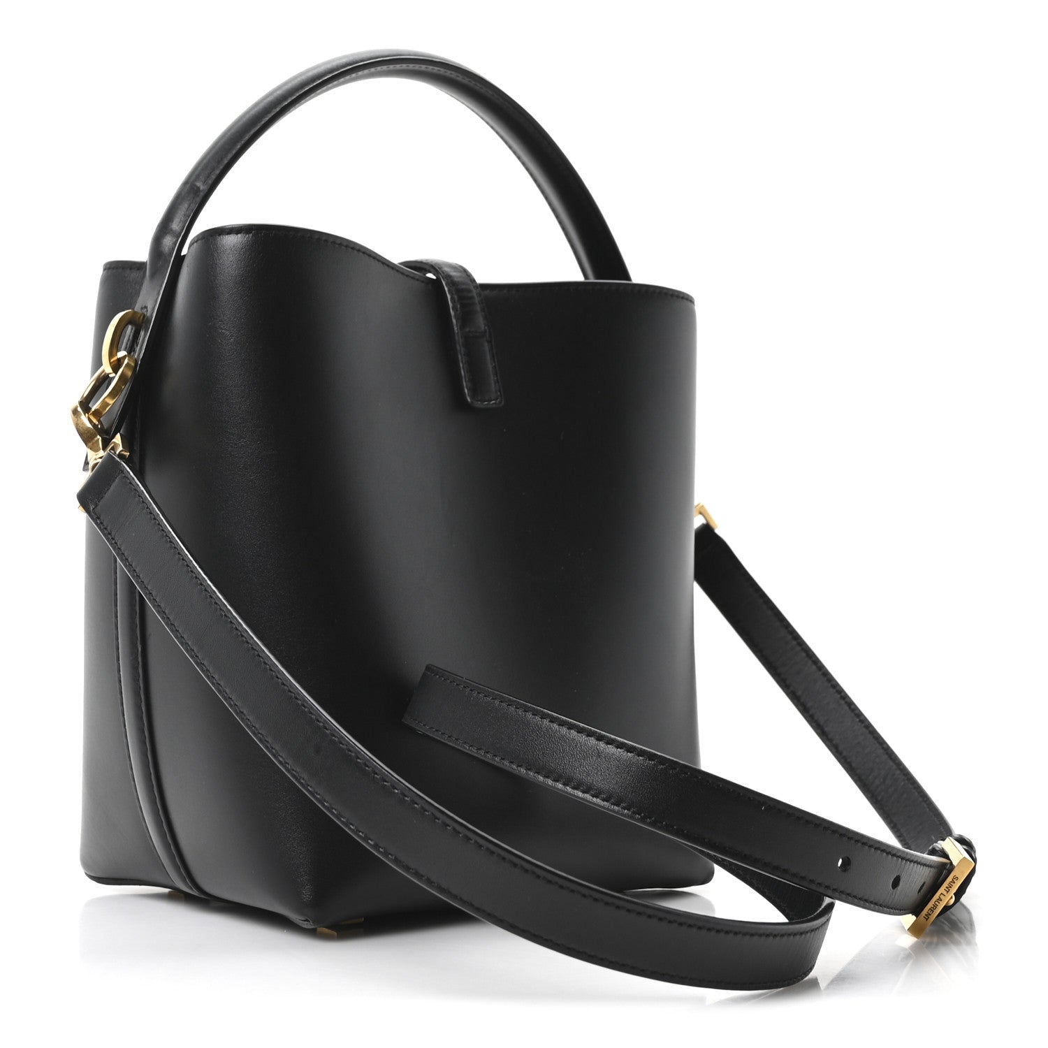 Shiny Calfskin Le 37 Bucket Bag Black