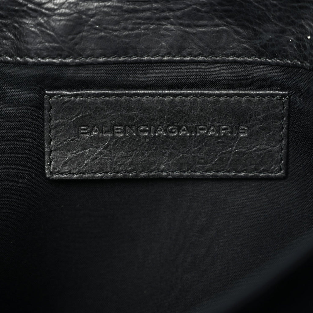 Agneau Giant 12 Silver Hardware Envelope Clutch Black