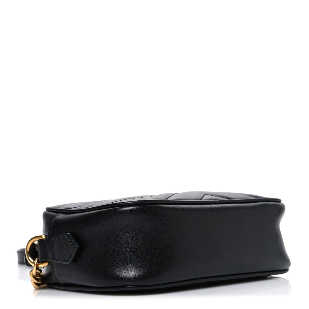 Calfskin Matelasse Mini GG Marmont Chain Shoulder Bag Black