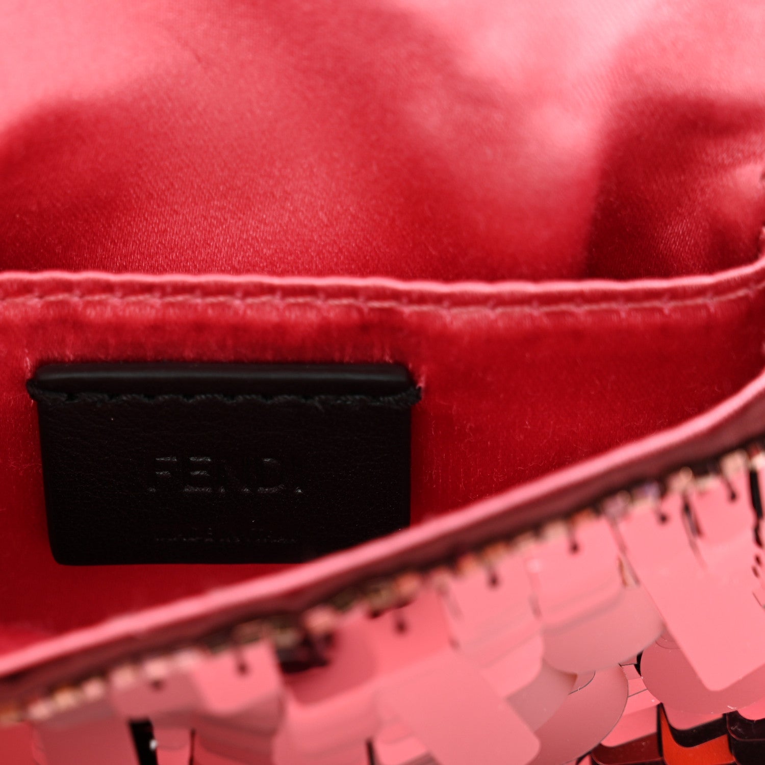 Sequin Paillettes Shiny Nappa Sex and the City Nano Maxi Buckle Baguette Charm Granata