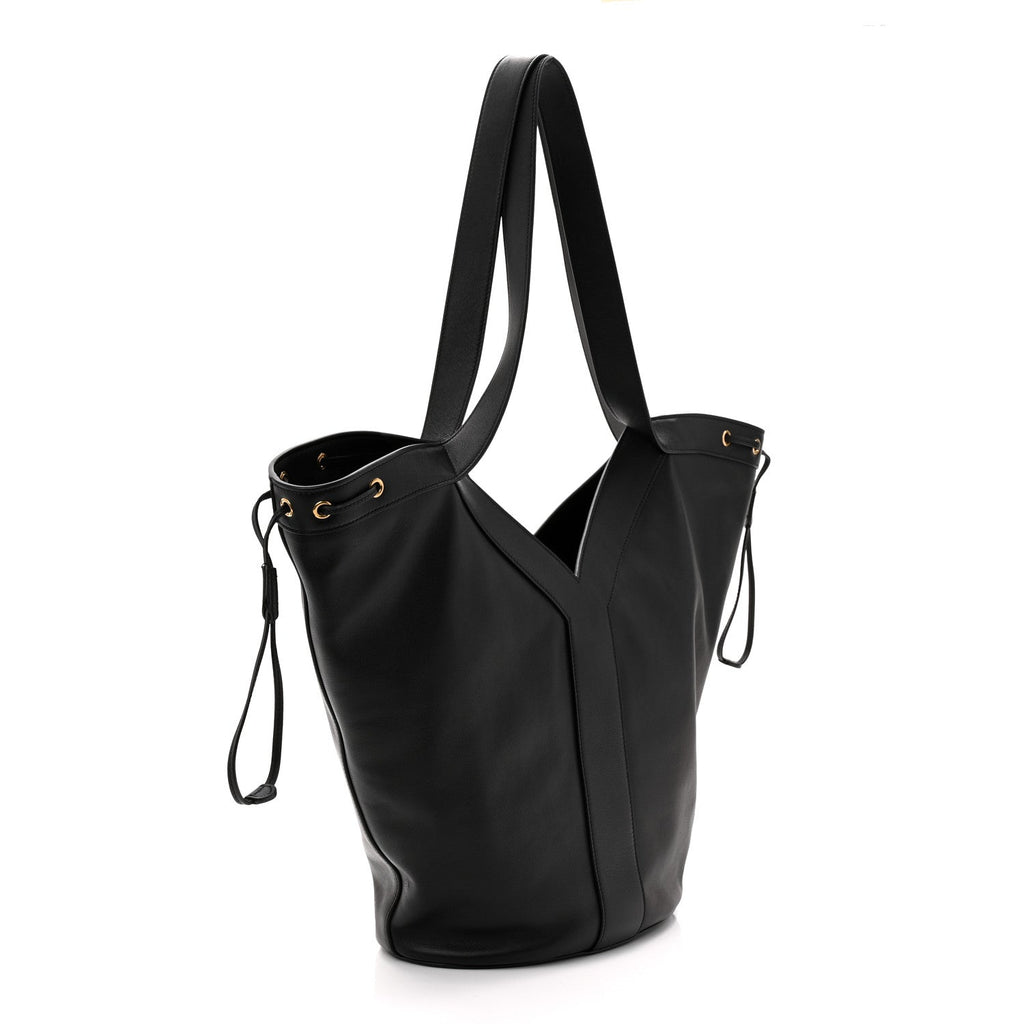 Santorini Lux Calfskin Y Drawstring Tote Black