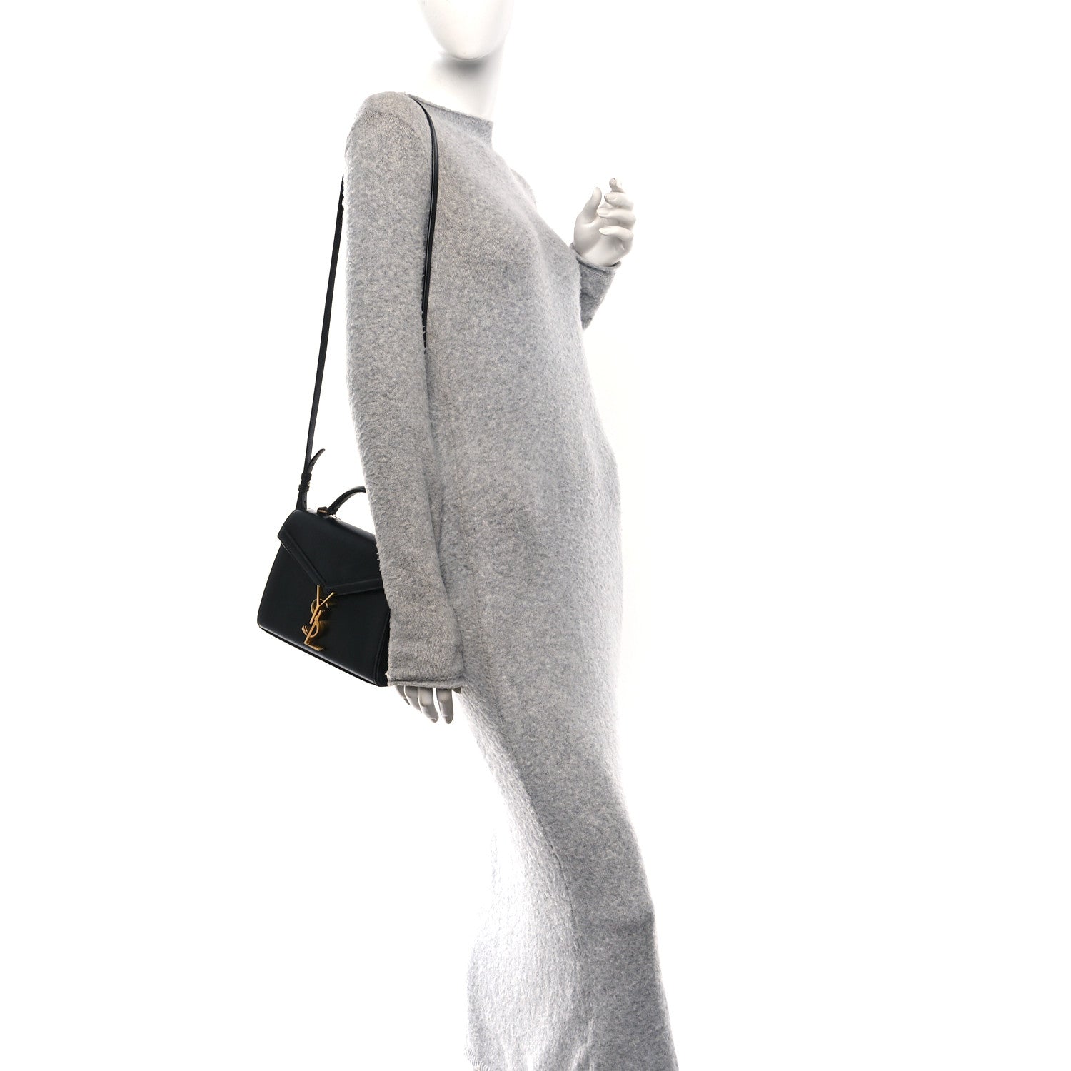 Calfskin Mini Classic Monogram Cassandra Top Handle Black