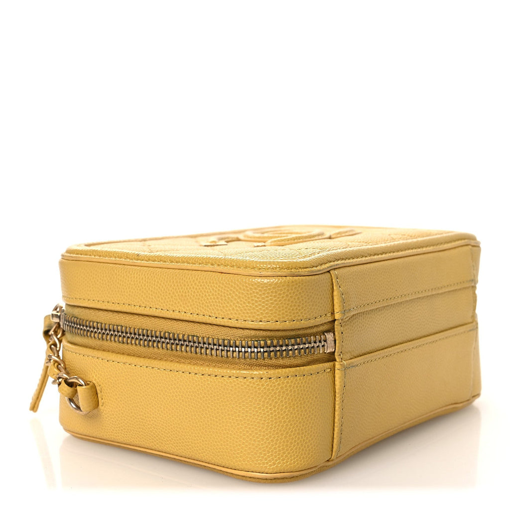 Caviar Quilted Small CC Filigree Vanity Case Yellow