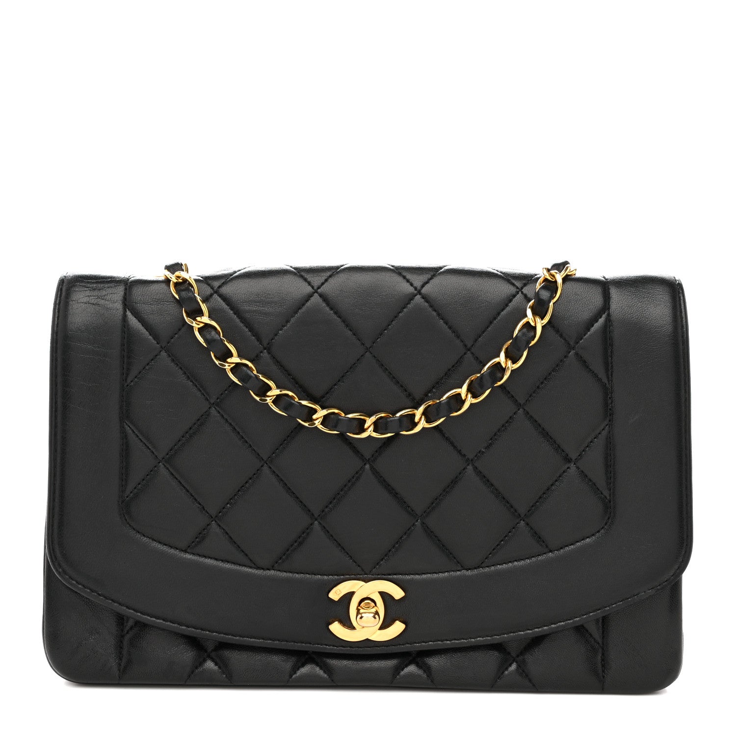 Lambskin Quilted Medium Single Flap Black