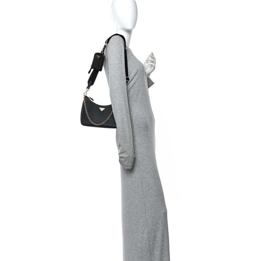 Saffiano Lux Re-Edition 2005 Shoulder Bag Black