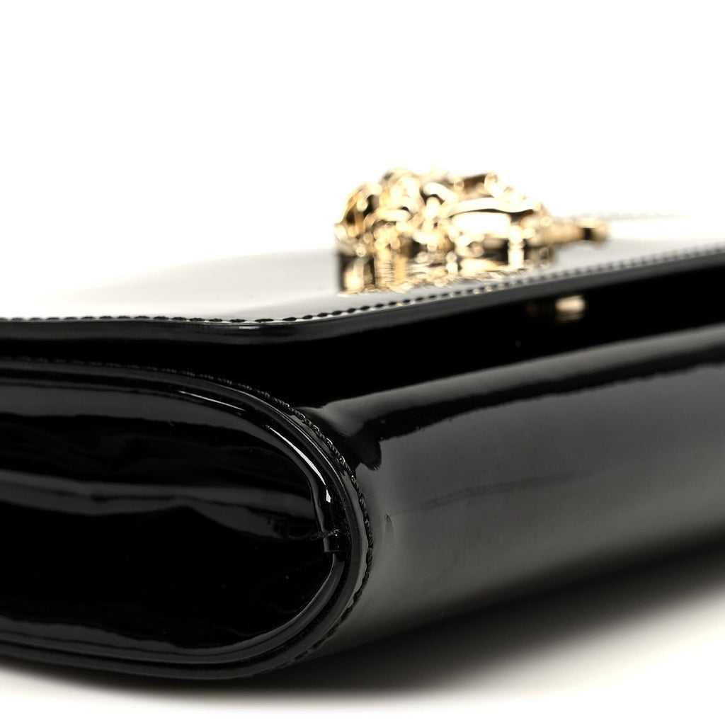 Patent Palazzo Medusa Chain Evening Bag Black