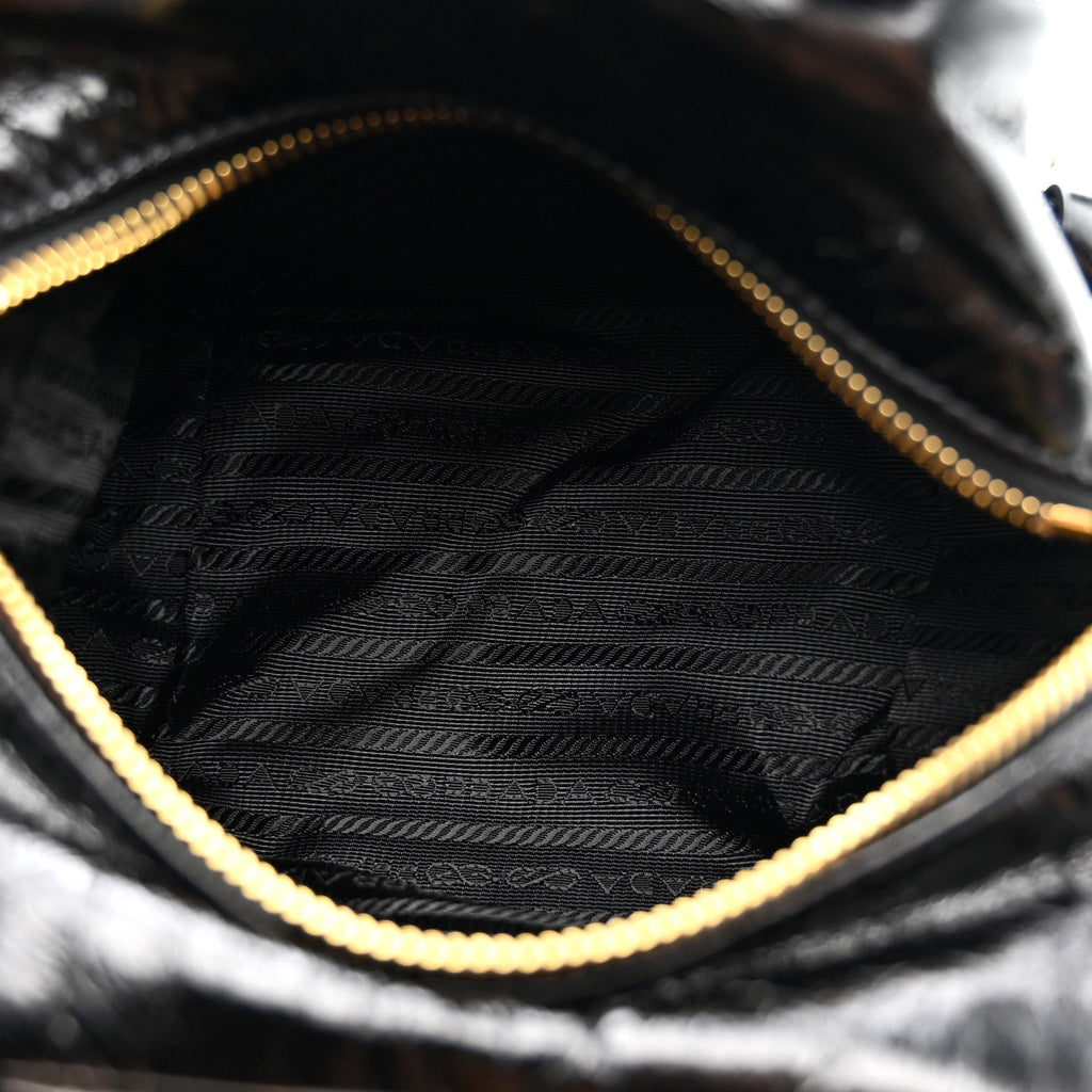 Glossy Calfskin Mini Dangle Shoulder Bag Black