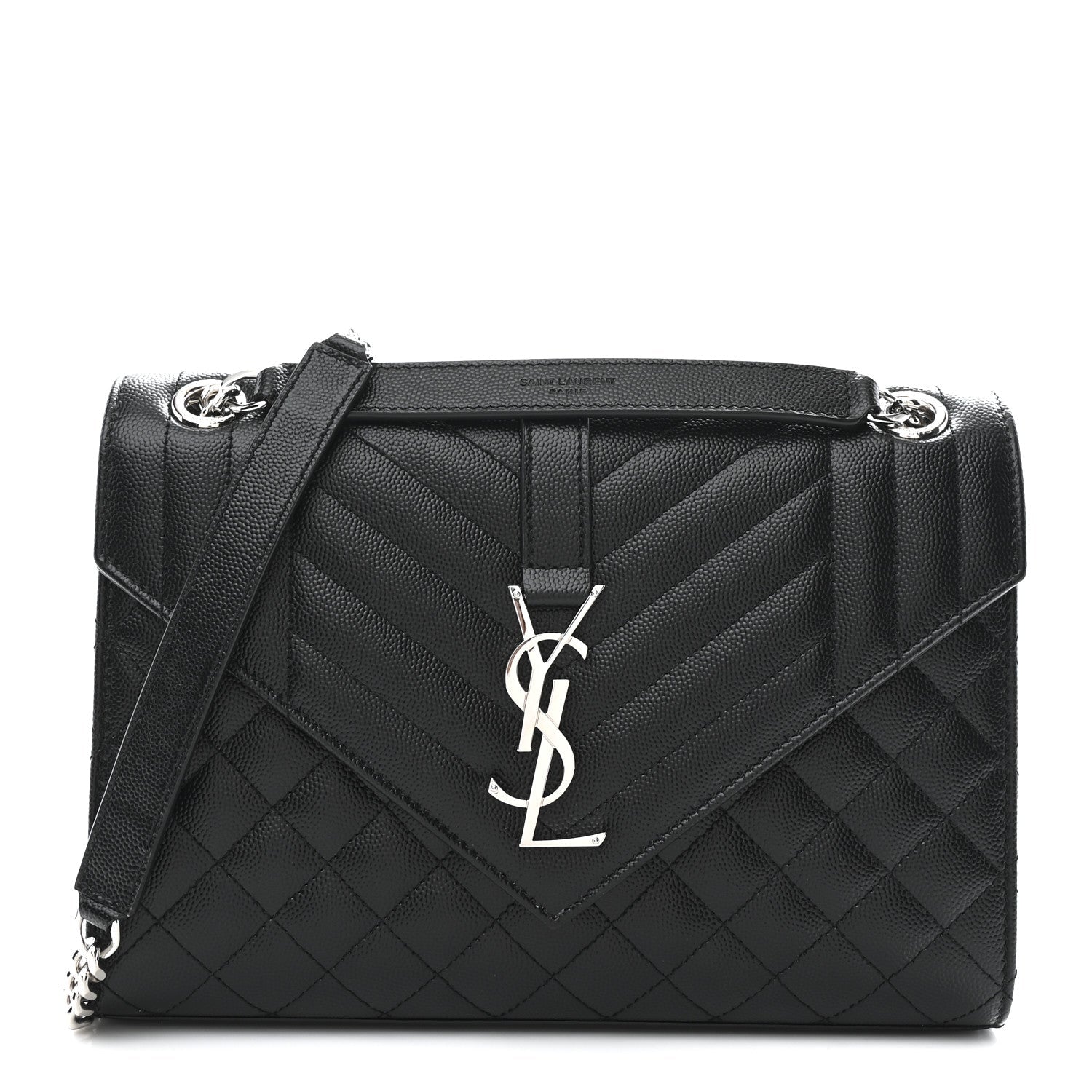 Grain De Poudre Textured Mixed Matelasse Triquilt Medium Monogram Satchel Black