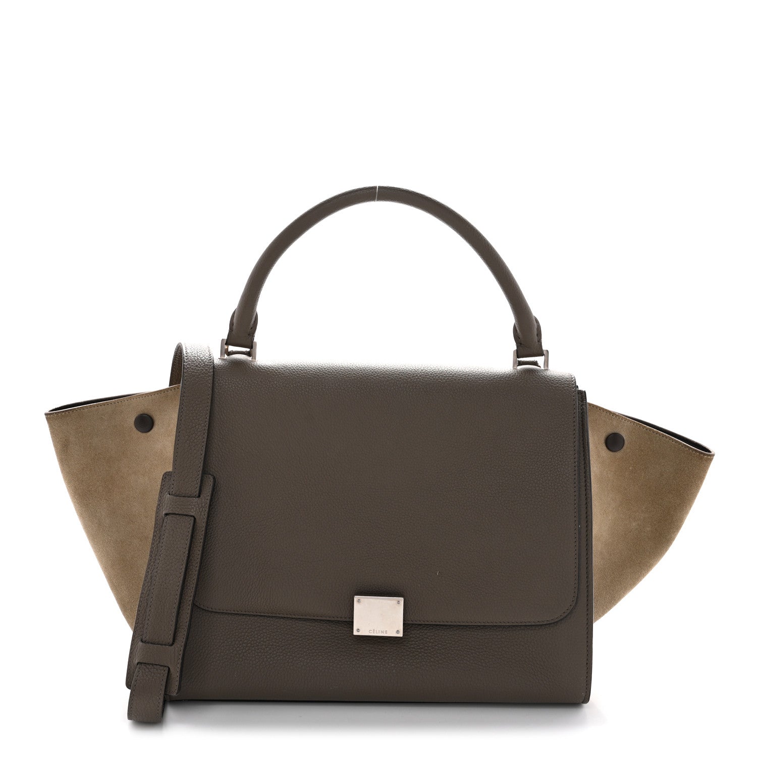 Drummed Calfskin Suede Large Trapeze Souris