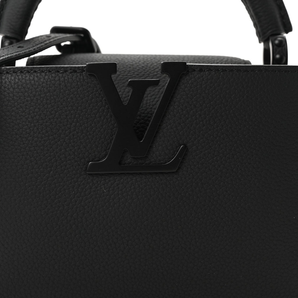Matte Taurillon Capucines East West Mini All Black