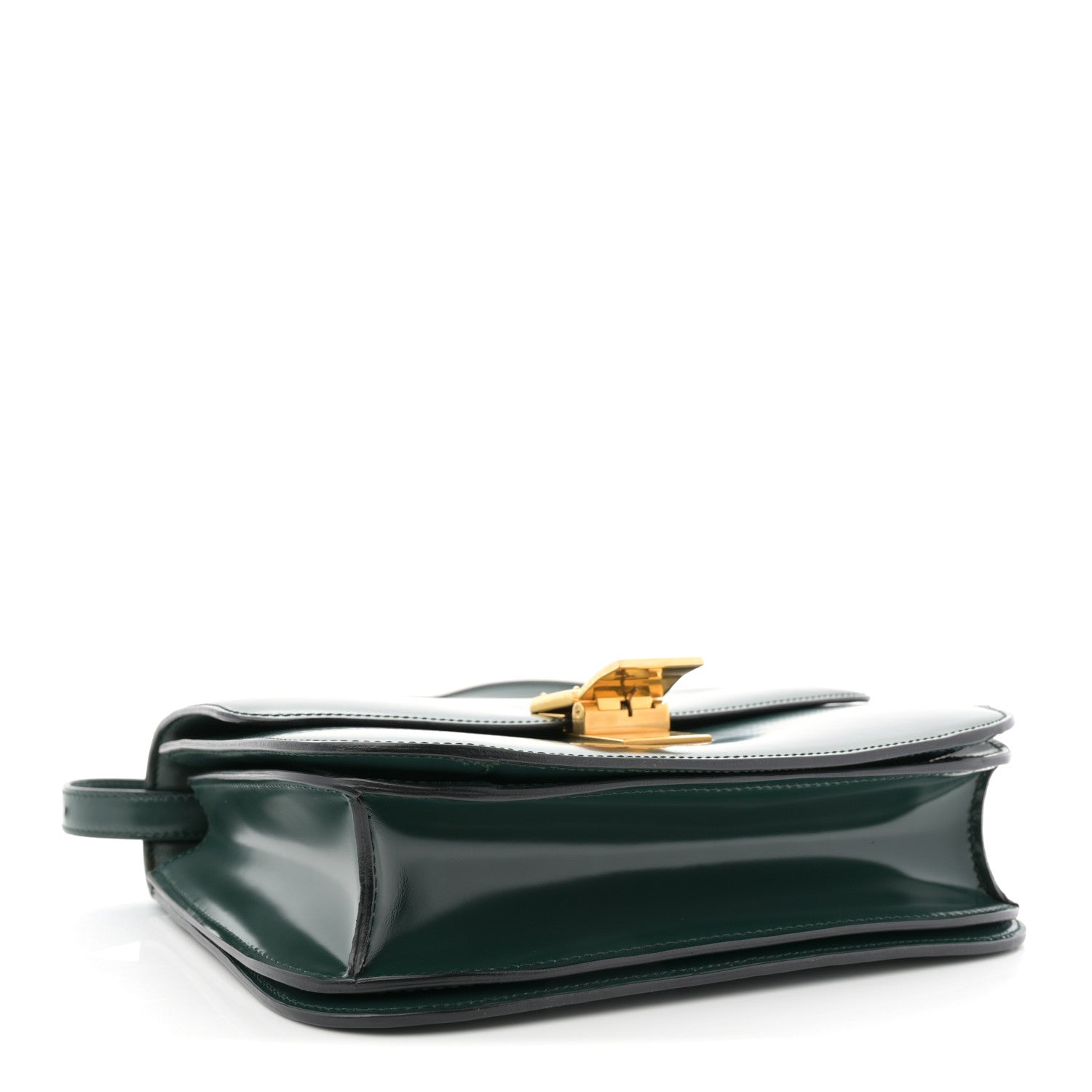 Spazzolato Calfskin Classic Box Medium Flap Bag Dark Green