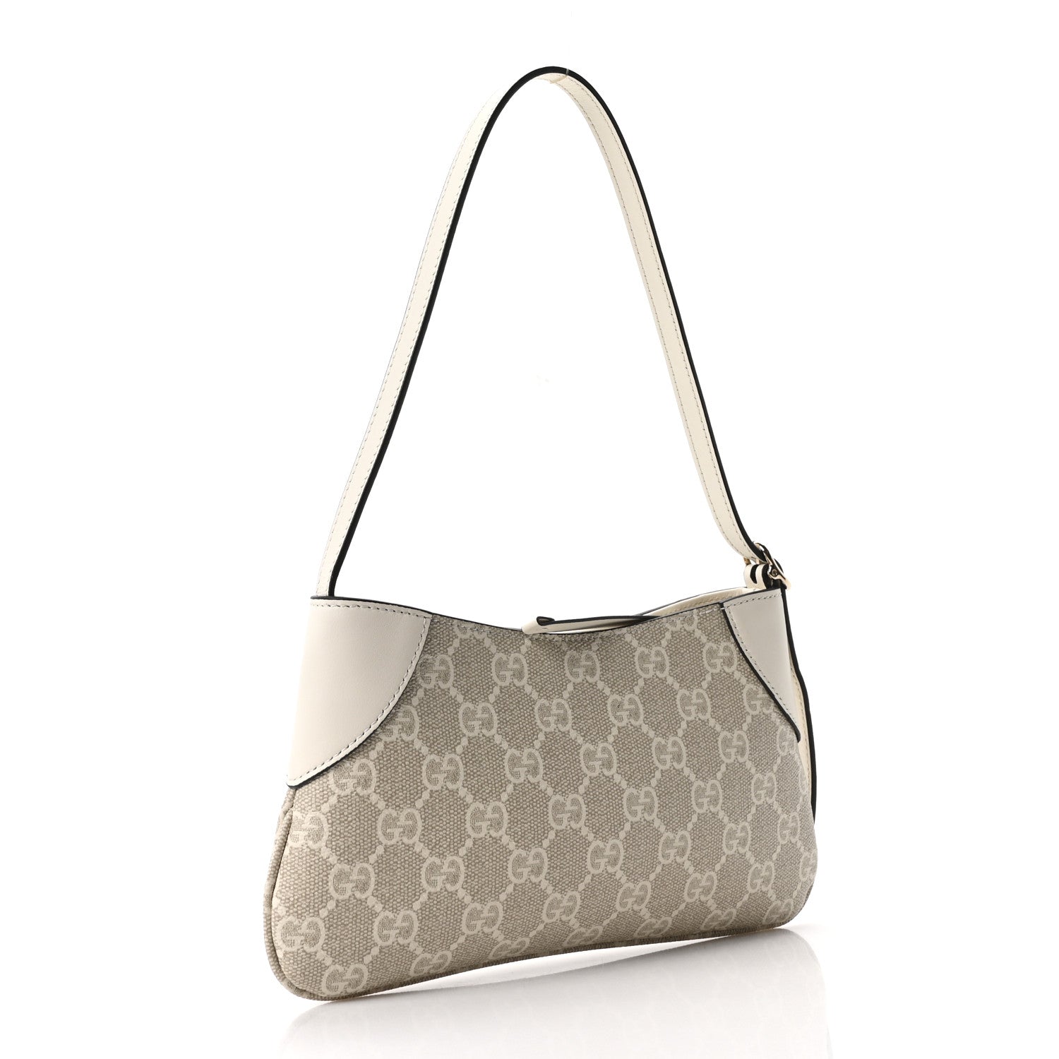GG Monogram Calfskin Small Emblem Shoulder Bag Beige Mystic White