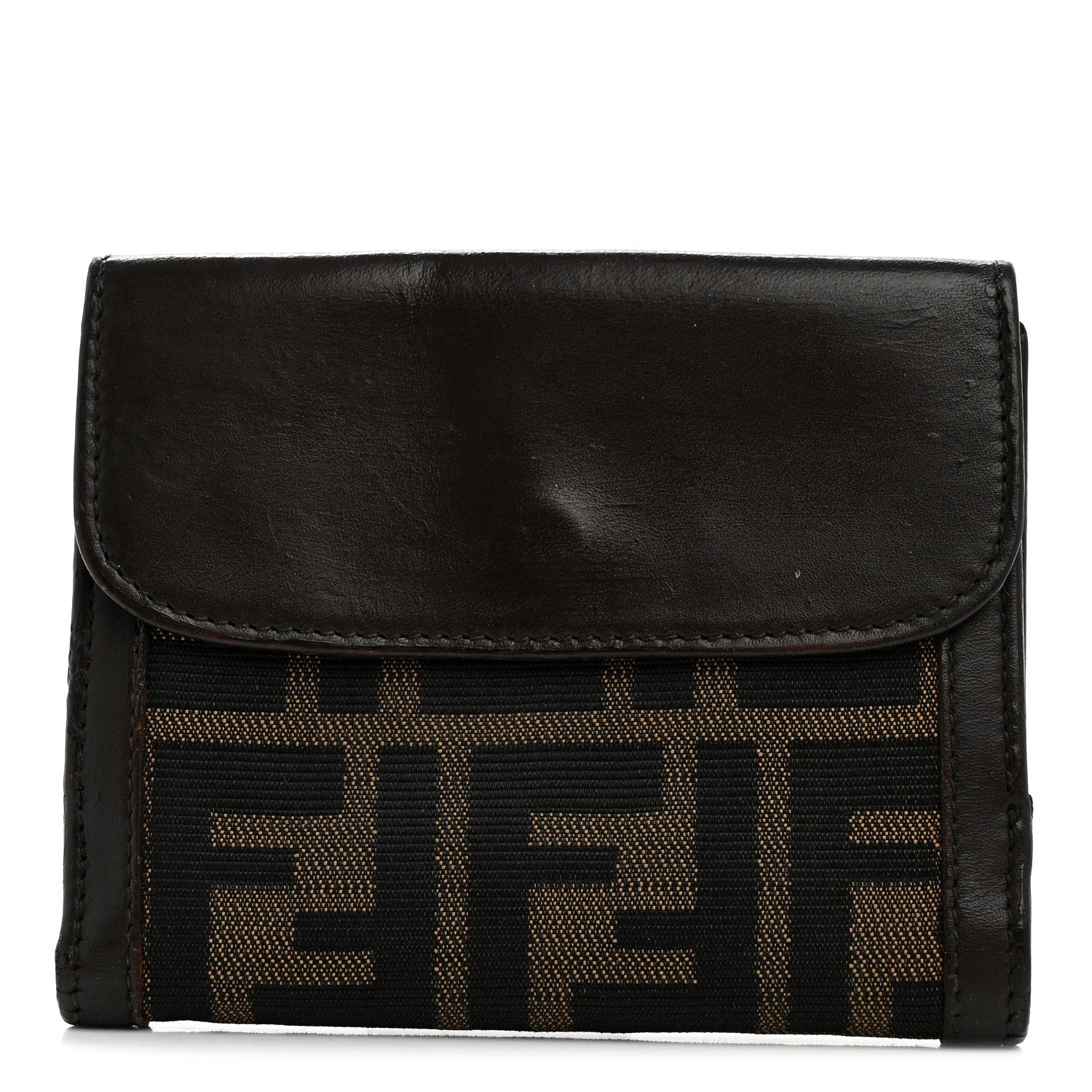 Zucca Calfskin Compact Wallet Tobacco