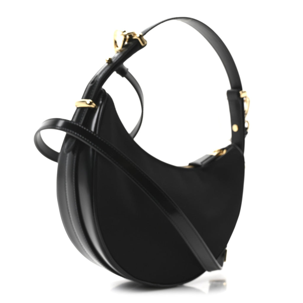 Re-Nylon Spazzolato Small Arque Shoulder Bag Black