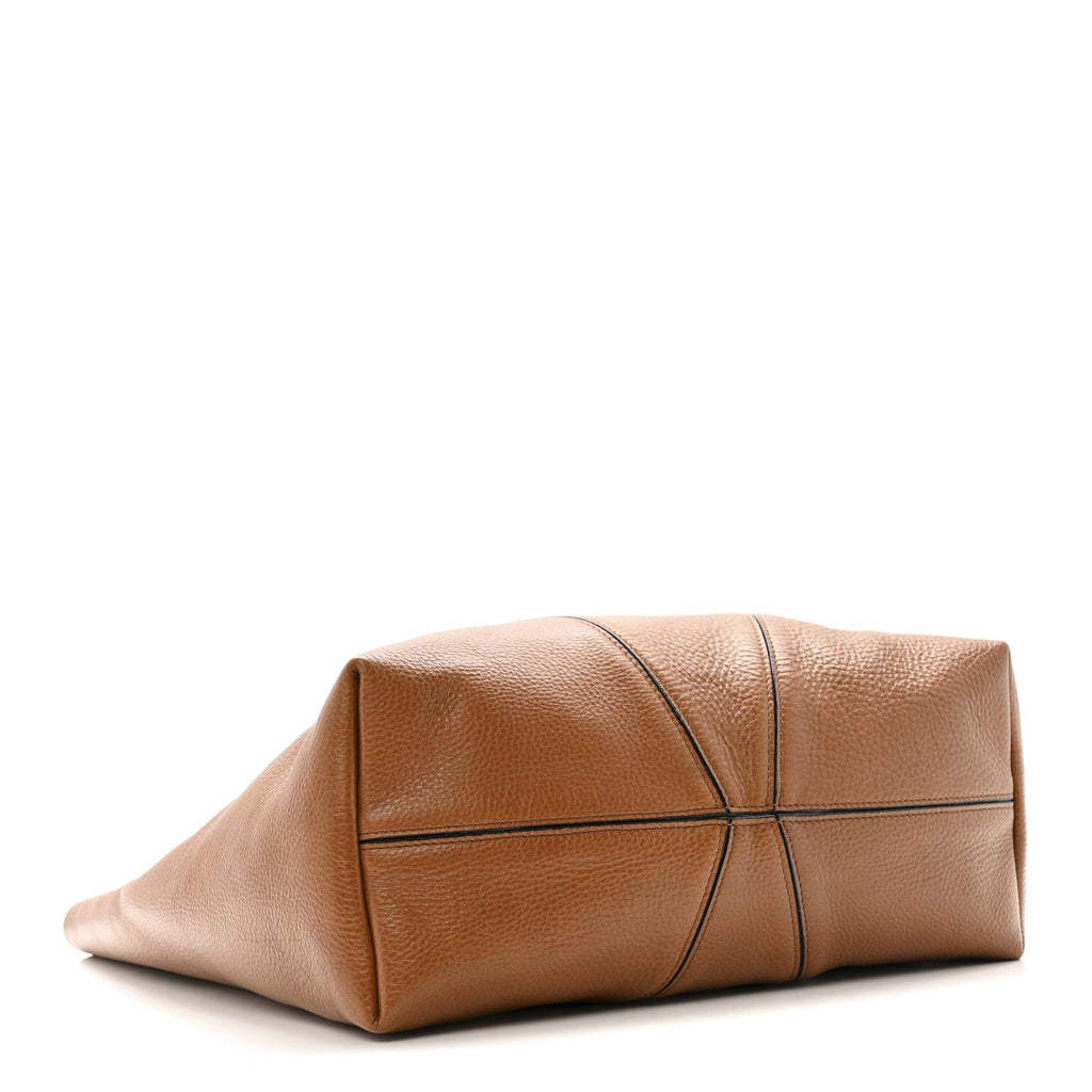 Grained Calfskin Large Spin Tote Clay Brown