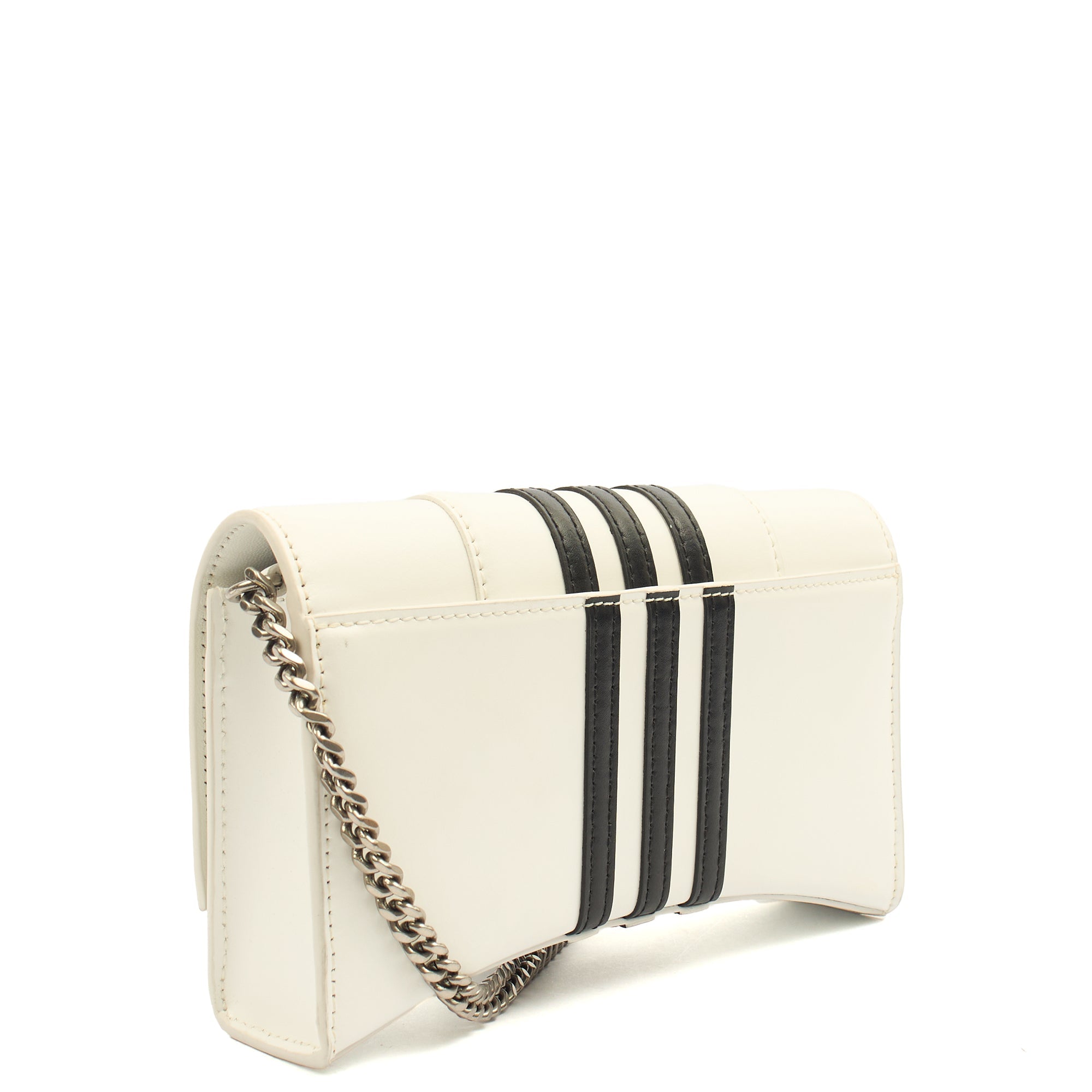 Balenciaga Cross Body Hourglass Wallet on Chain in White, Leather