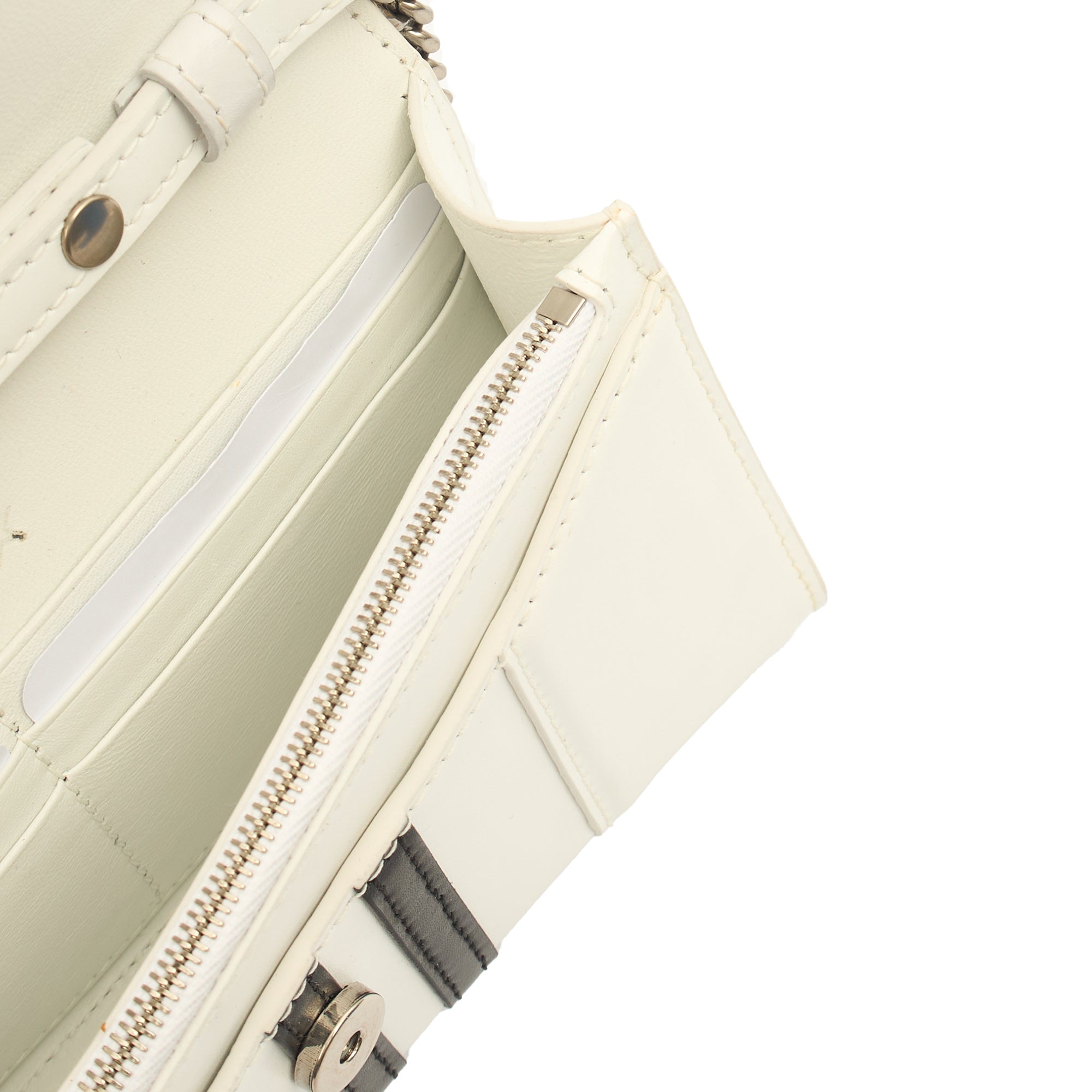 Balenciaga Cross Body Hourglass Wallet on Chain in White, Leather