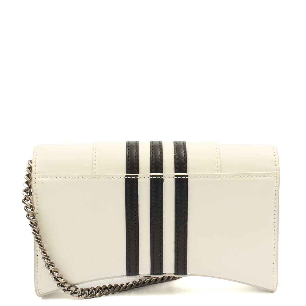 Balenciaga Cross Body Hourglass Wallet on Chain in White, Leather