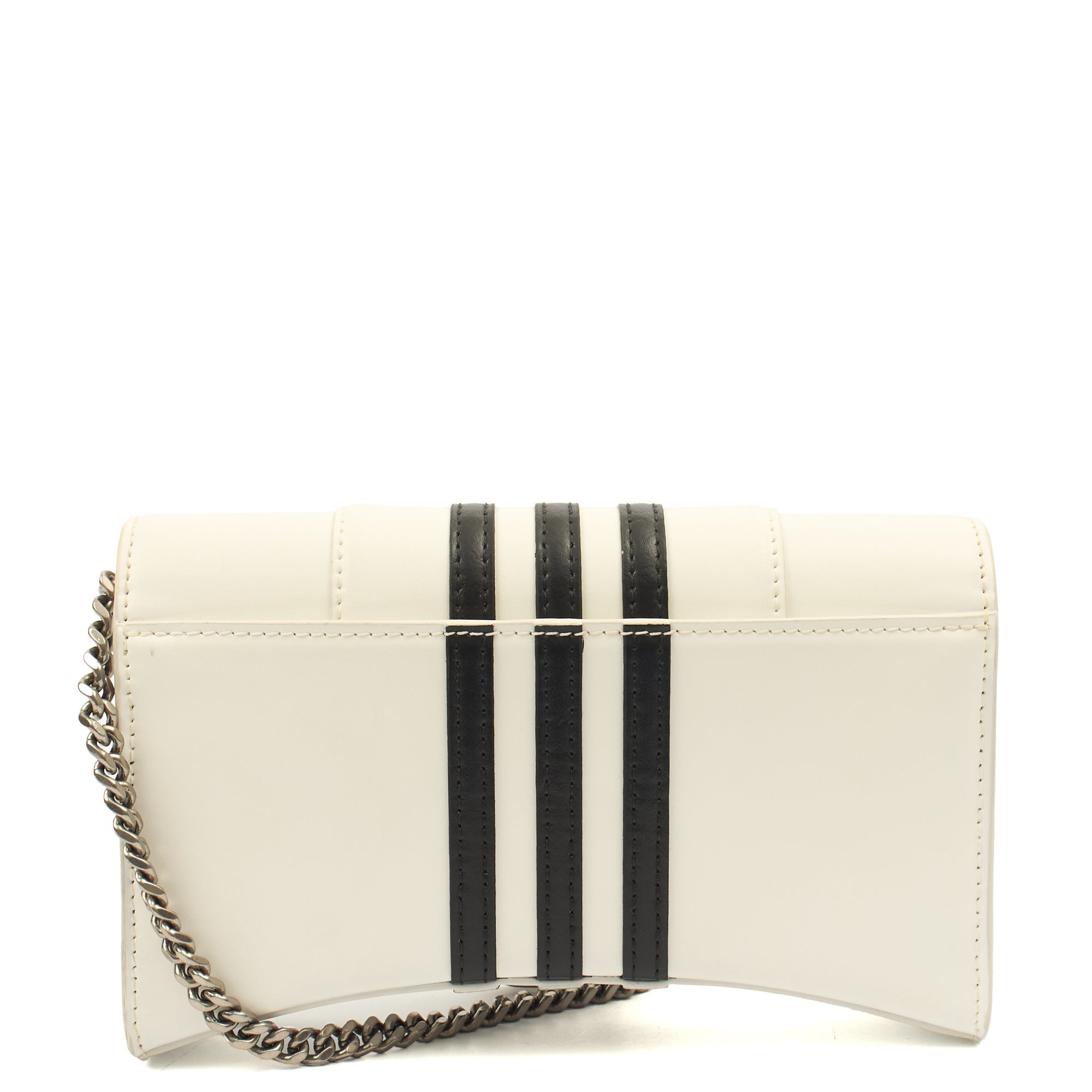 Balenciaga Cross Body Hourglass Wallet on Chain in White, Leather