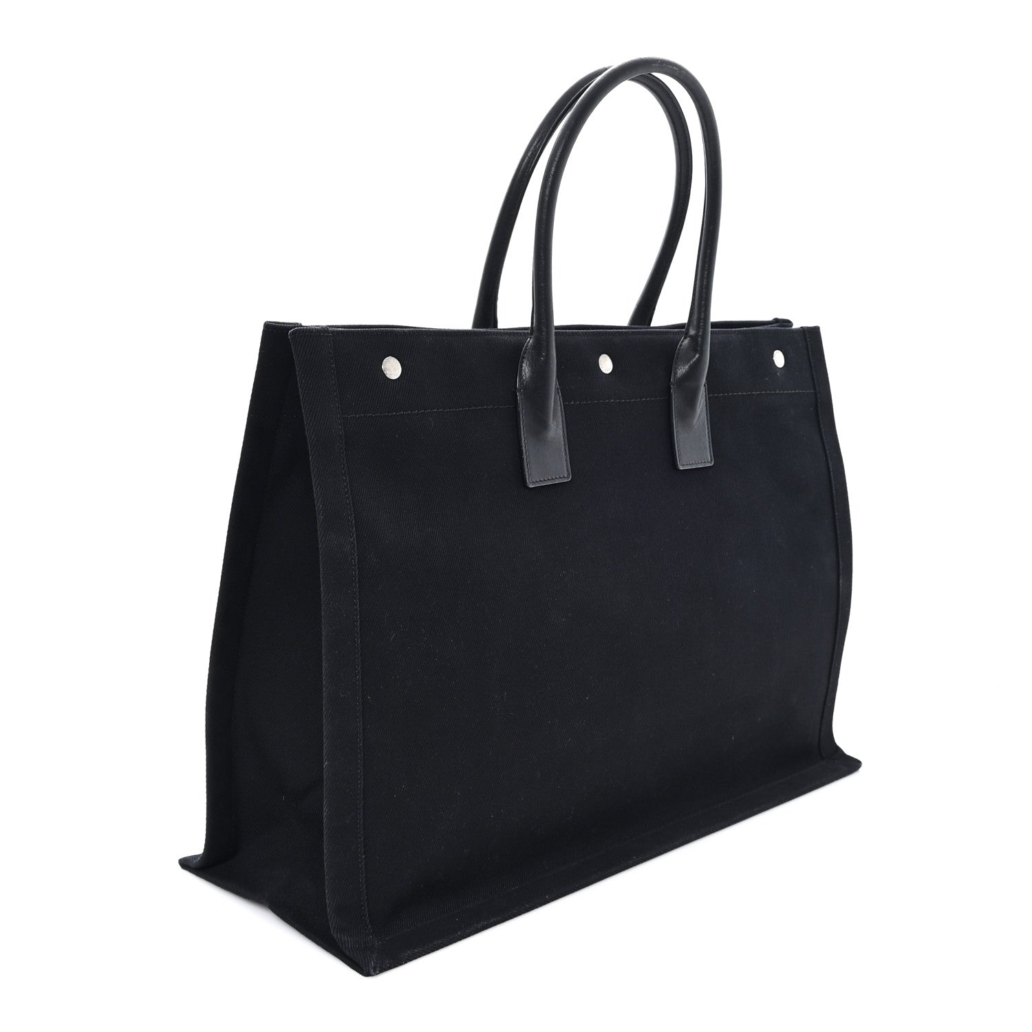 Linen Calfskin Rive Gauche Tote Black