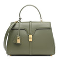 Satinated Calfskin Medium 16 Top Handle Bag Sage
