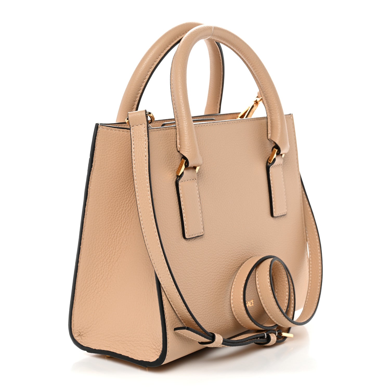 Grainy Calfskin Virtus Top Handle Tote Beige