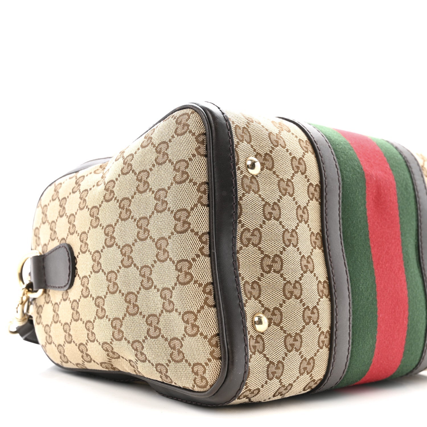 Monogram Selleria Calfskin Vintage Web Medium Boston Dark Brown