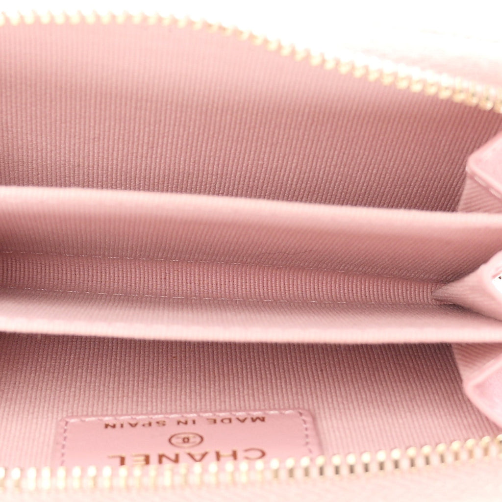 Caviar Quilted Zip Coin Purse Pink