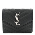 Grain De Poudre Matelasse Chevron Monogram Compact Tri Fold Wallet Black