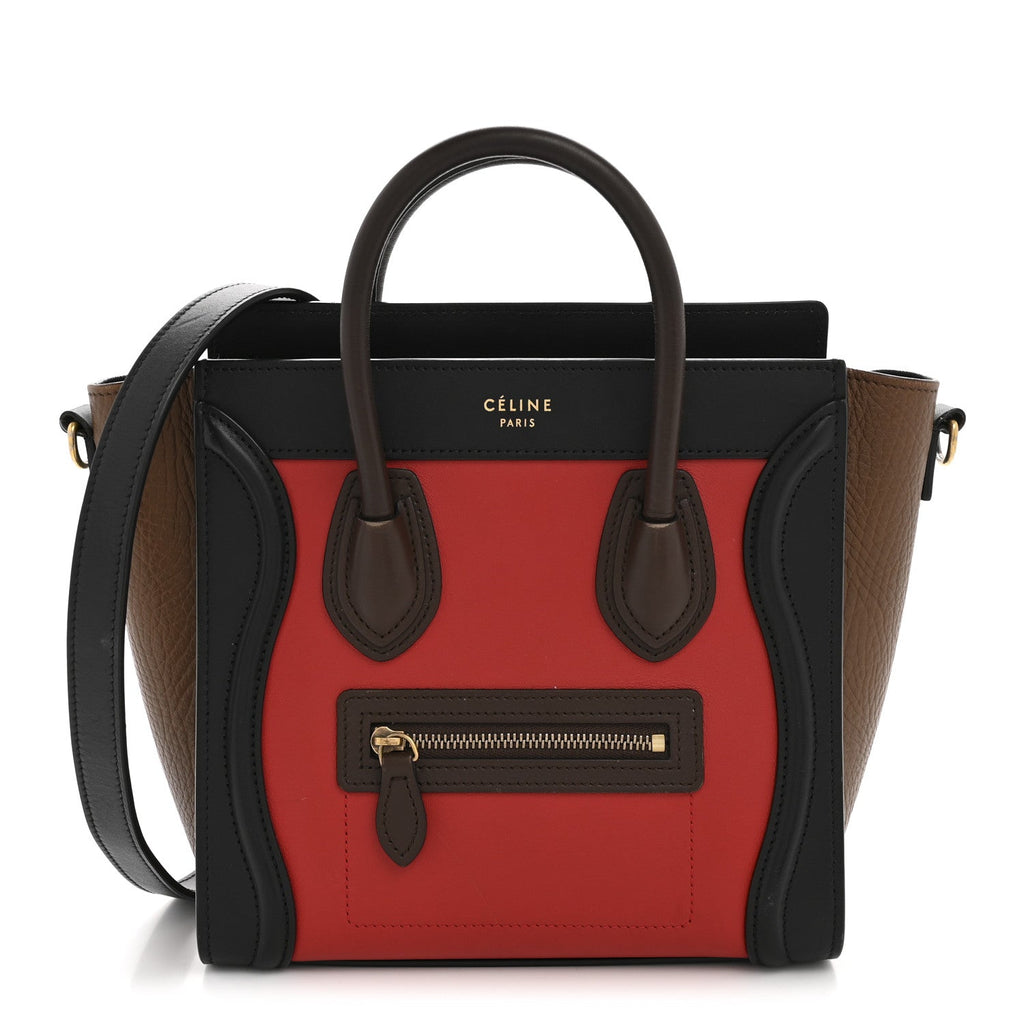 Smooth Calfskin Bullhide Nano Tri-Color Luggage Bright Red