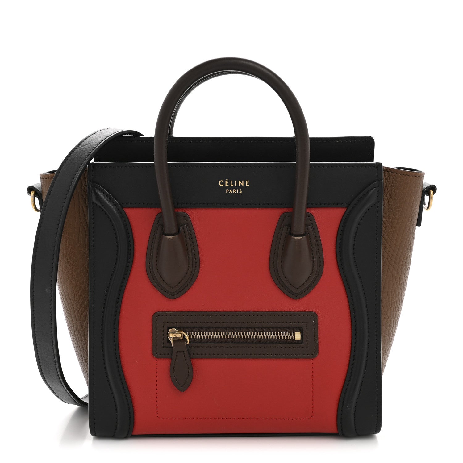 Smooth Calfskin Bullhide Nano Tri-Color Luggage Bright Red