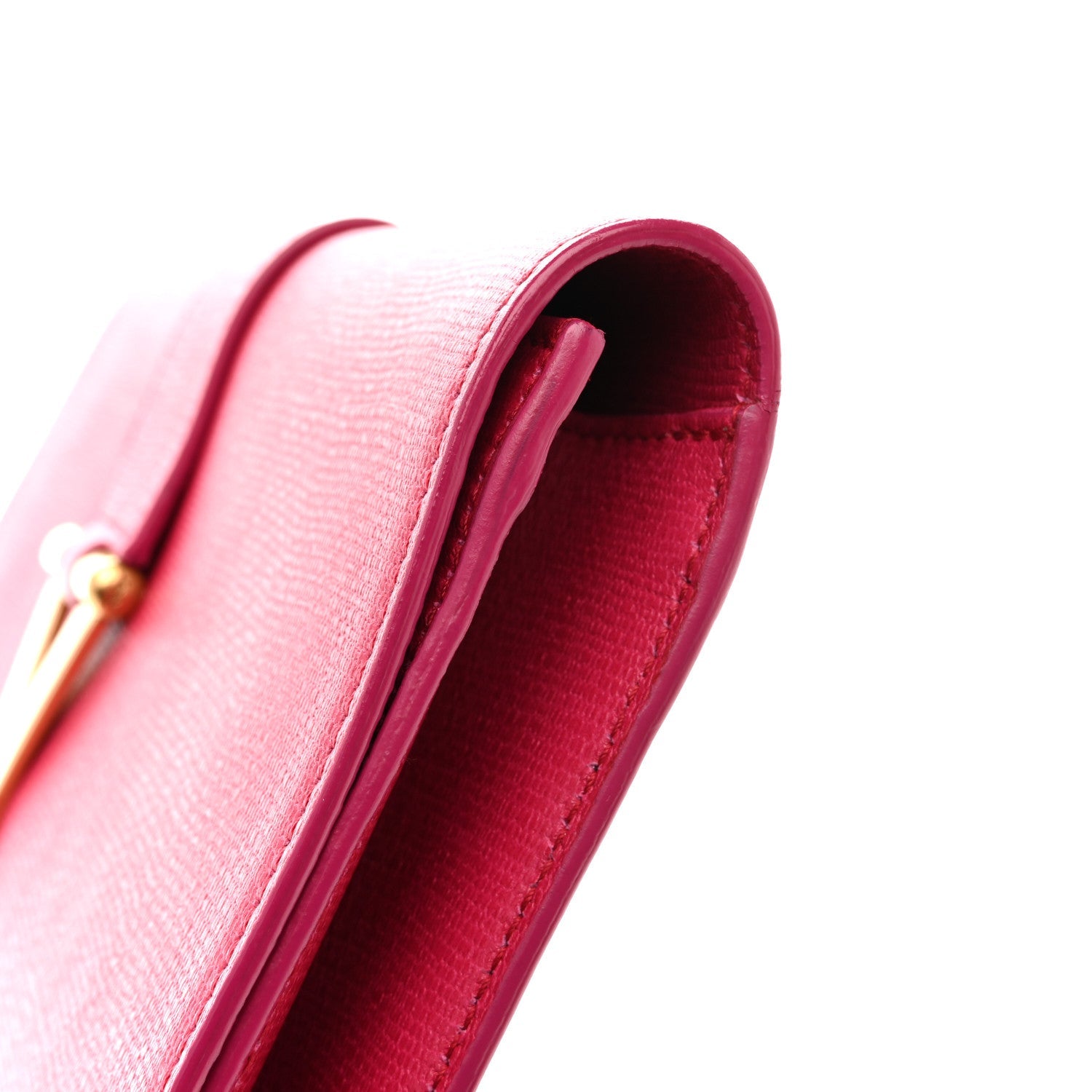 Calfskin Classic Y Ligne Clutch Fuchsia