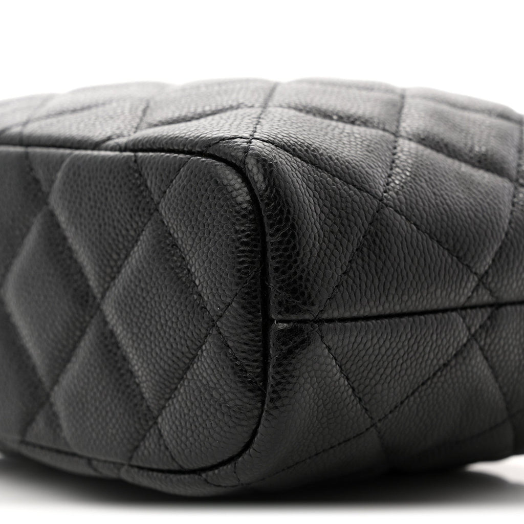 Caviar Quilted Hobo Clutch With Chain  Black