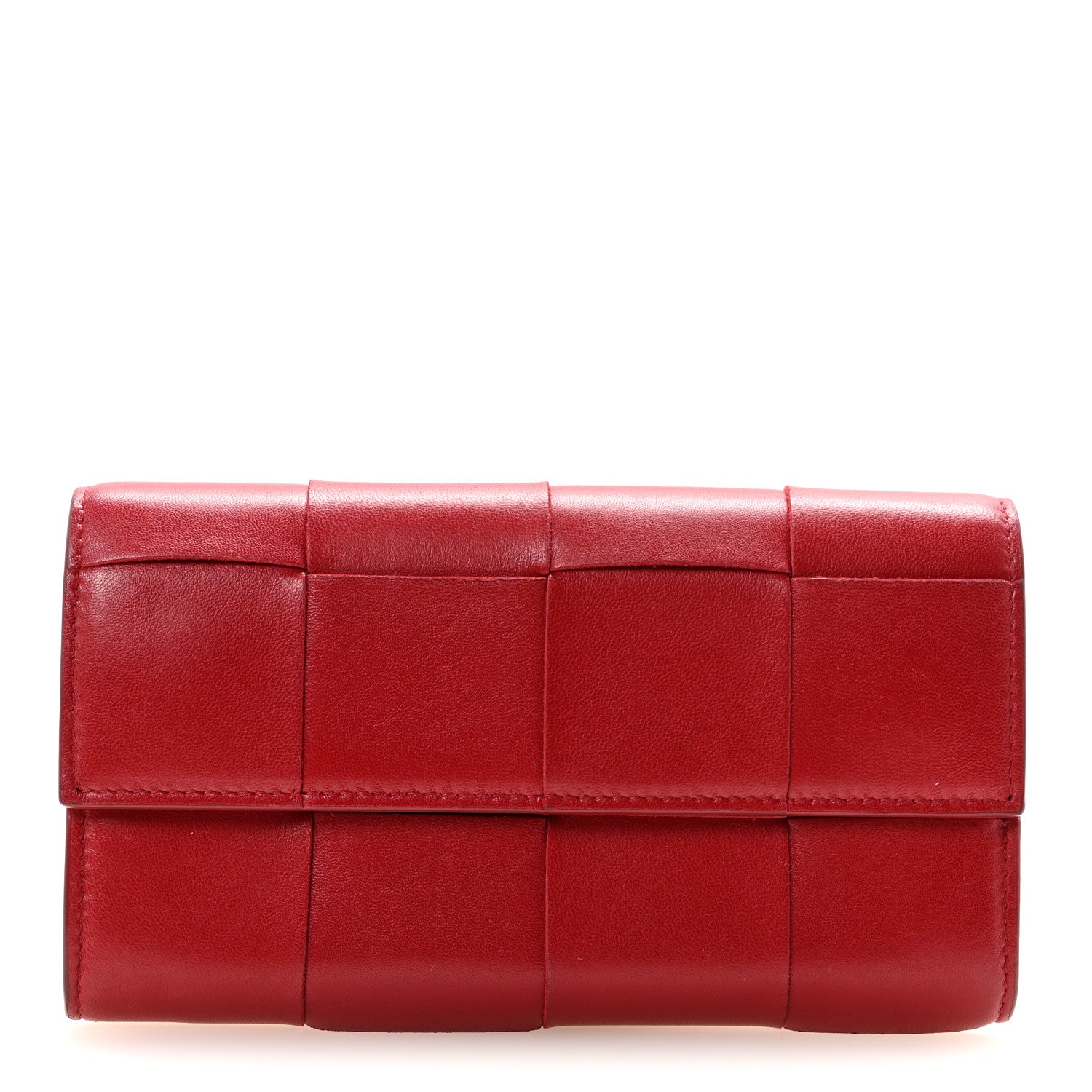 Lambskin Maxi Intreccio Cassette Flap Wallet Dark Red