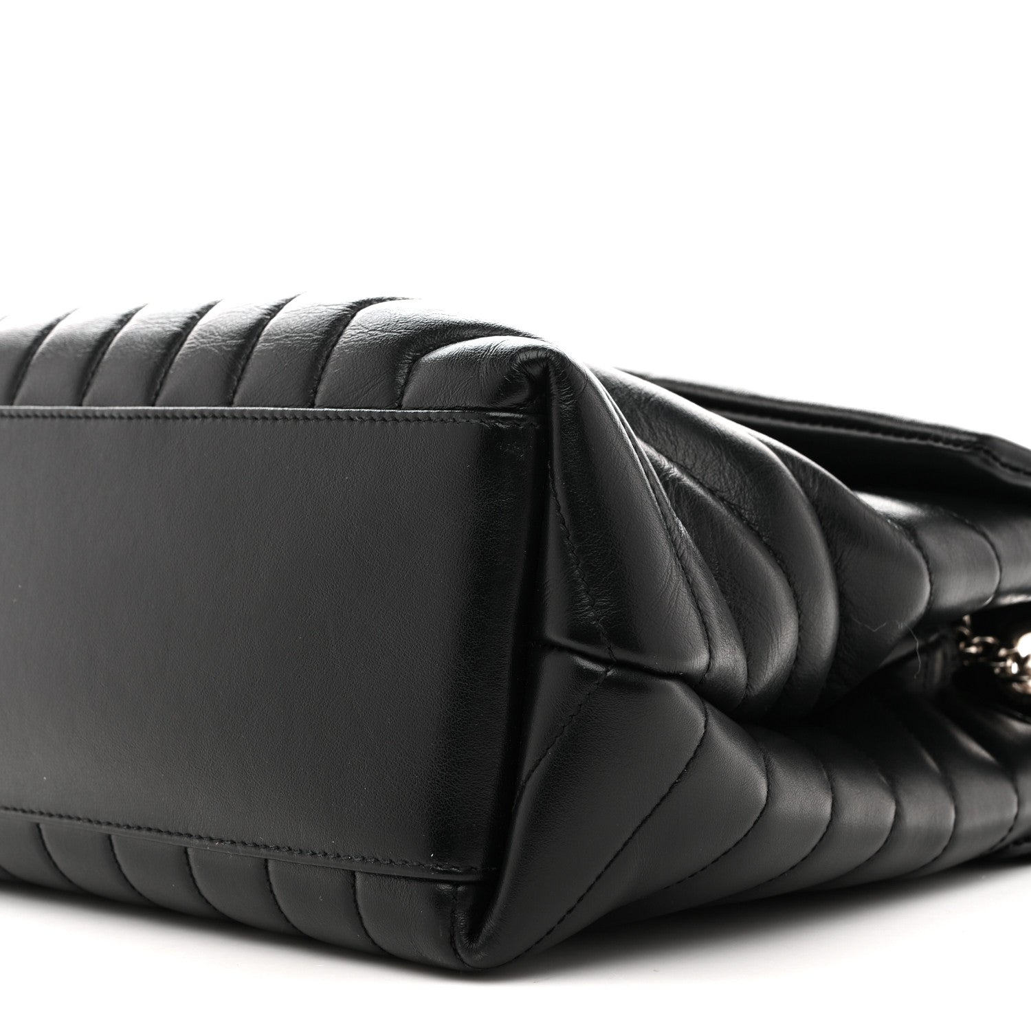 Calfskin Y Quilted Monogram Medium Loulou Chain Satchel Black