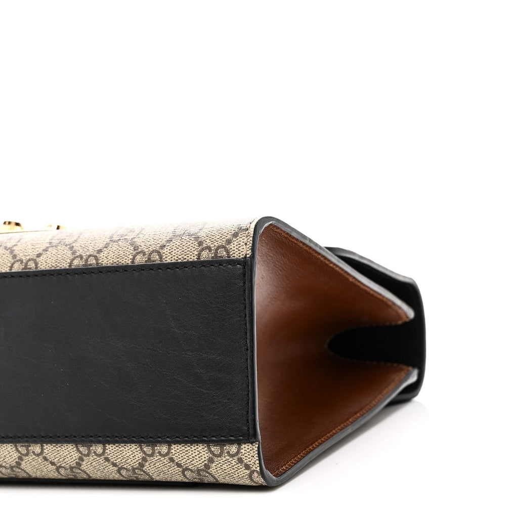 GG Supreme Monogram Calfskin Medium Padlock Shoulder Bag Beige Black Cuir