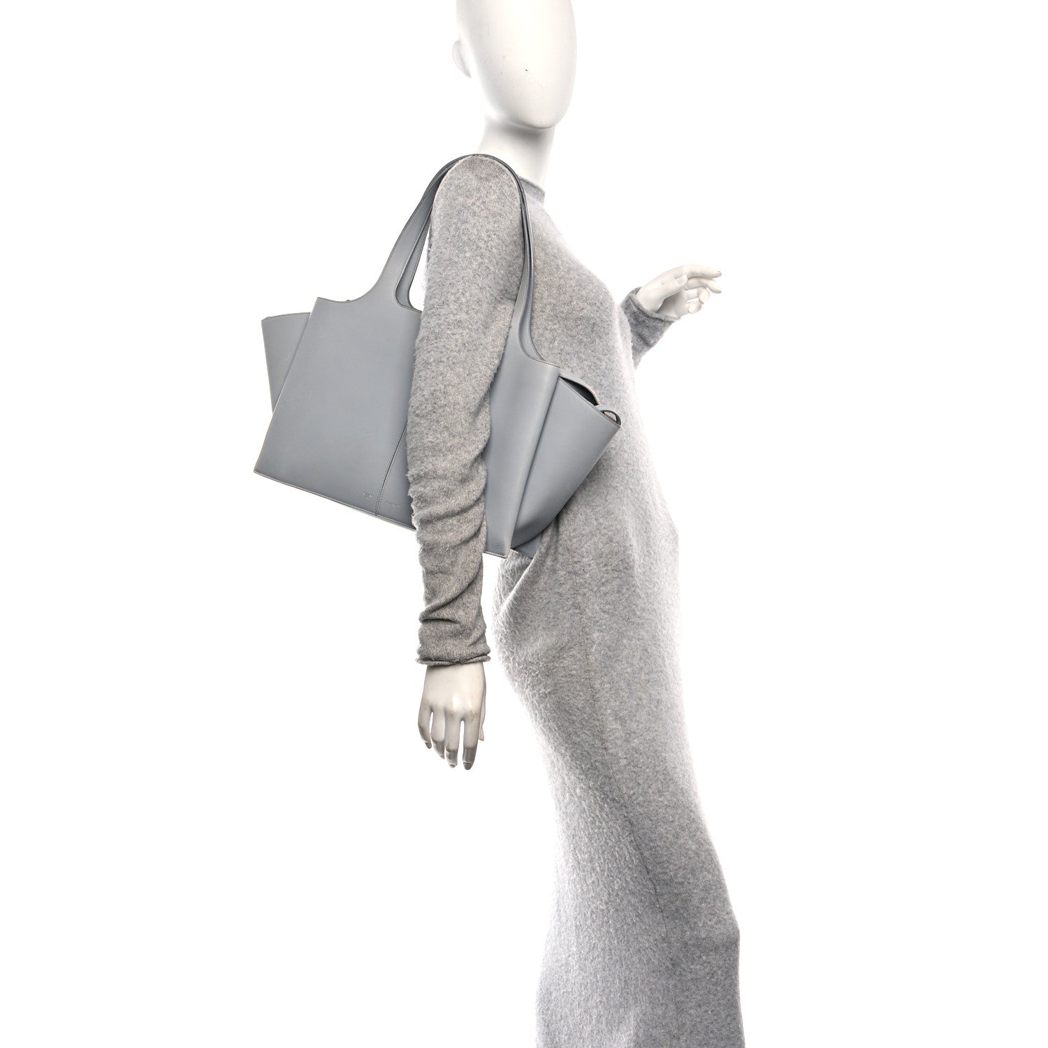 Smooth Calfskin Medium Tri-Fold Bag Pearl Grey