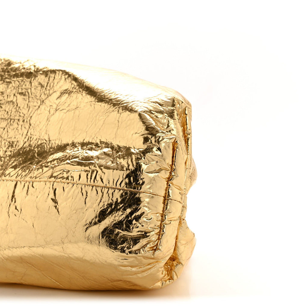 Metallic Crinkled Lambskin The Pouch Oversized Clutch Oro