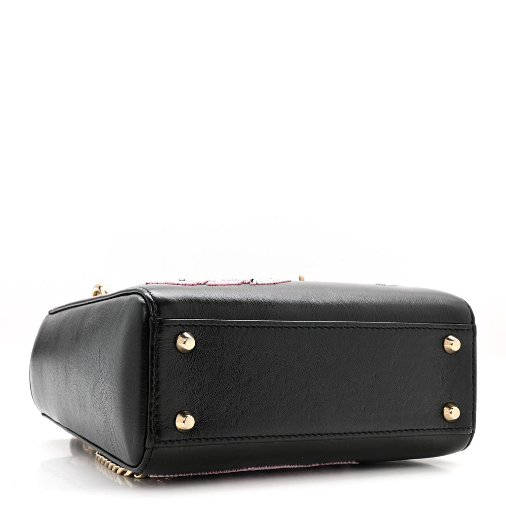Calfskin Beaded Mini Lady Dior Black