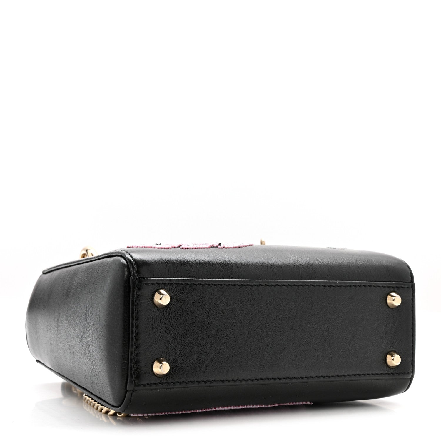Calfskin Beaded Mini Lady Dior Black