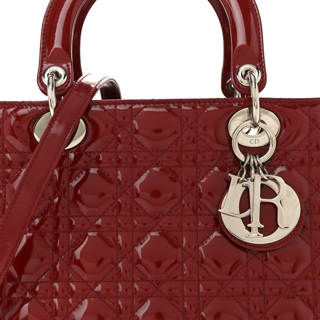 Patent Cannage Medium Lady Dior Red