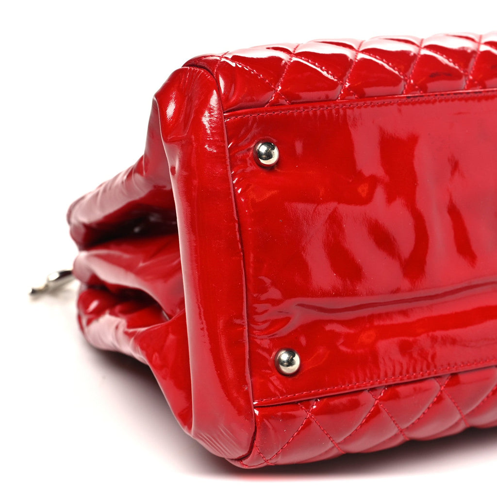 Patent Quilted Large Just Mademoiselle Bowling Bag Red