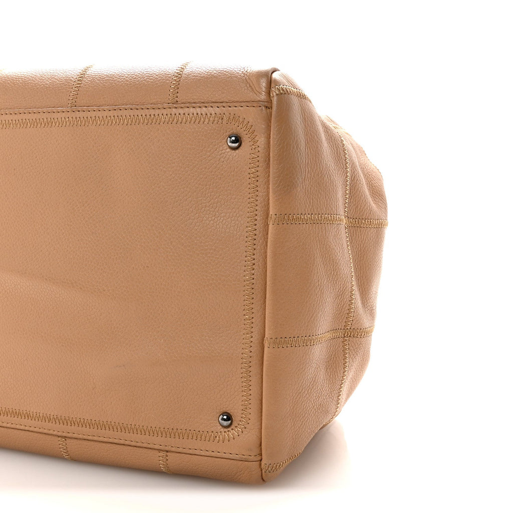 Caviar Square Stitched Bowler Beige