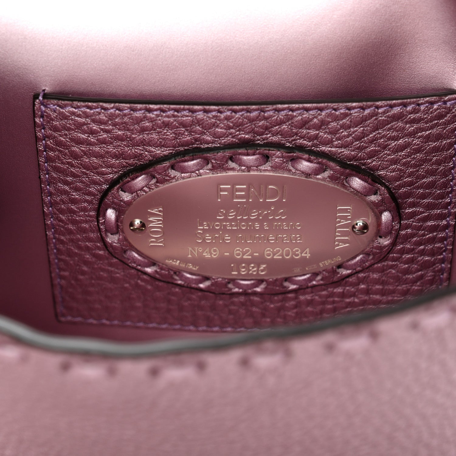 Metallic Cuoio Roma Sellerissima Nappa Sintetica Tape Stitch Mini Baguette Rosa Placca Argento