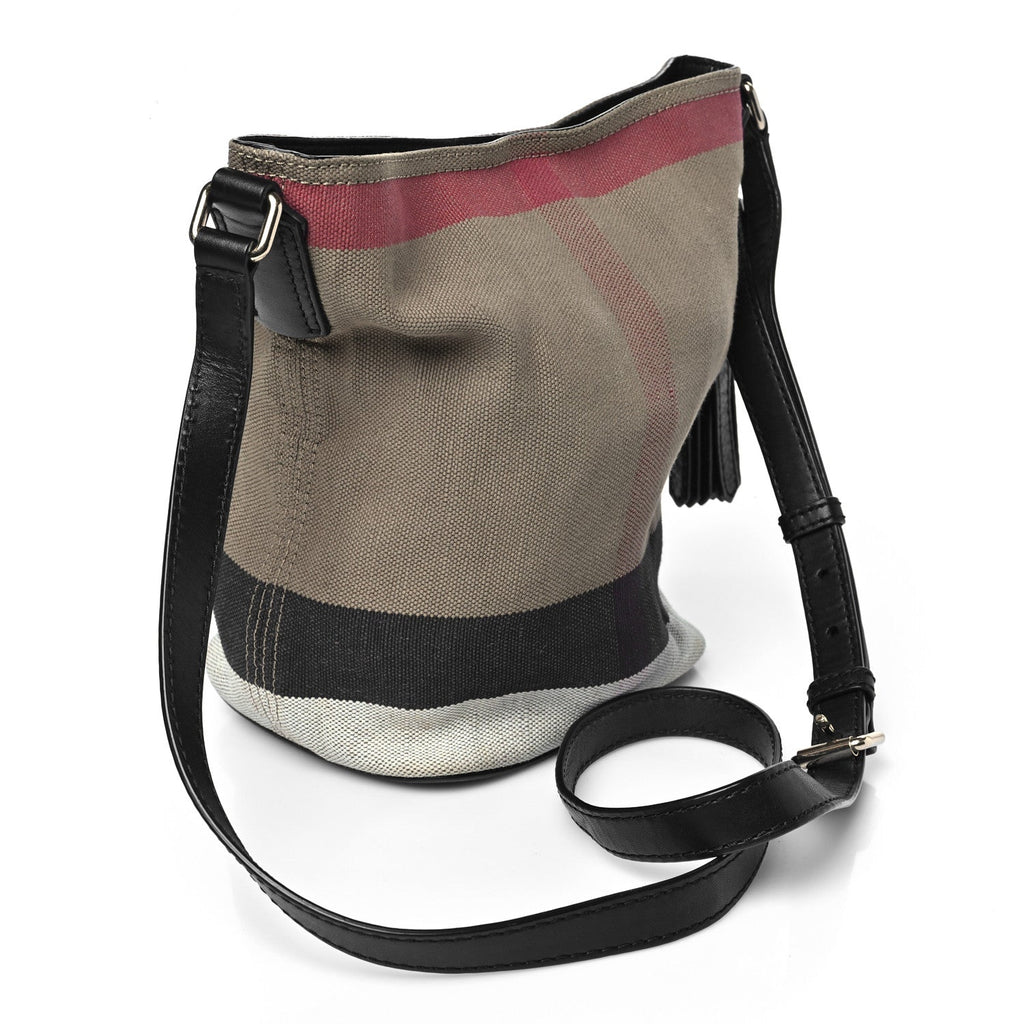 Canvas Mega Check Medium Ashby Bucket Bag Brown