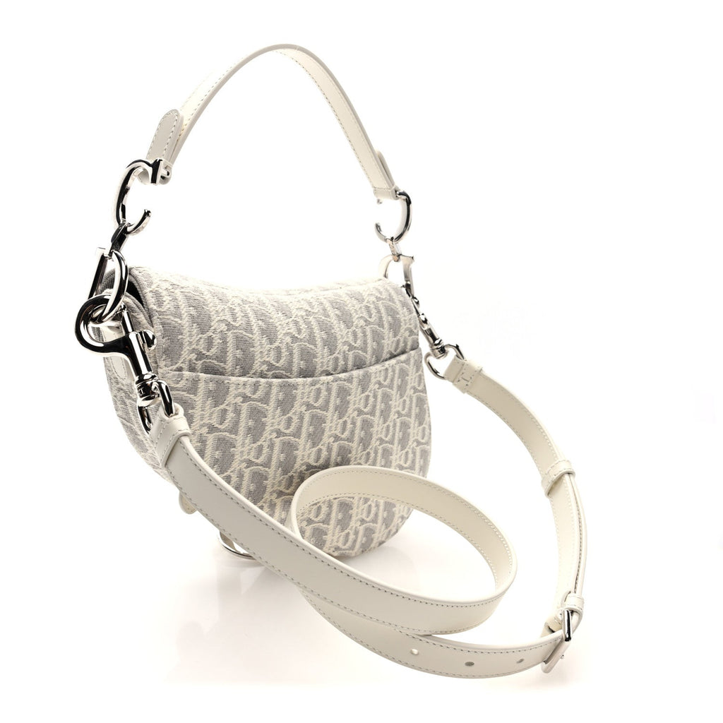 Oblique Mini Saddle Bag With Strap Latte Grey